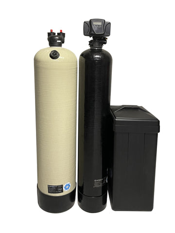 Acid neutralizer and water softener package for well water