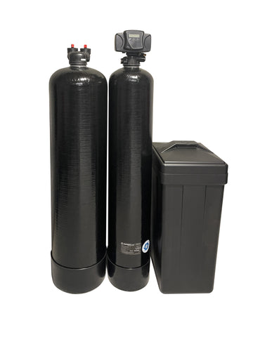 Carbon filter and water softener package for whole house water treatment