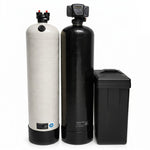 Clack 2.5 cubic foot non-backwashing acid neutralizer paired with Fleck 5600SXT 64,000 grain electronic demand water softener and 18x33 brine tank, complete well water treatment package from Mid Atlantic Water