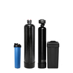 3-Stage Whole House Well Water Filter & Softener System: 20-inch sediment filter, Clack 1.5 cu ft non-backwashing carbon filter, and Fleck 5600SXT 48K water softener