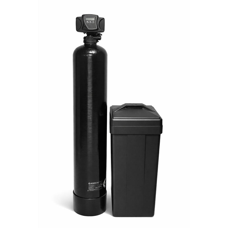 Whole house salt-regenerating arsenic removal system: 12x52 Vortech mineral tank with 2 cubic feet of arsenic-selective anion exchange resin, Fleck 5600SXT metered valve, and 18x33 brine tank, sold by Mid Atlantic Water