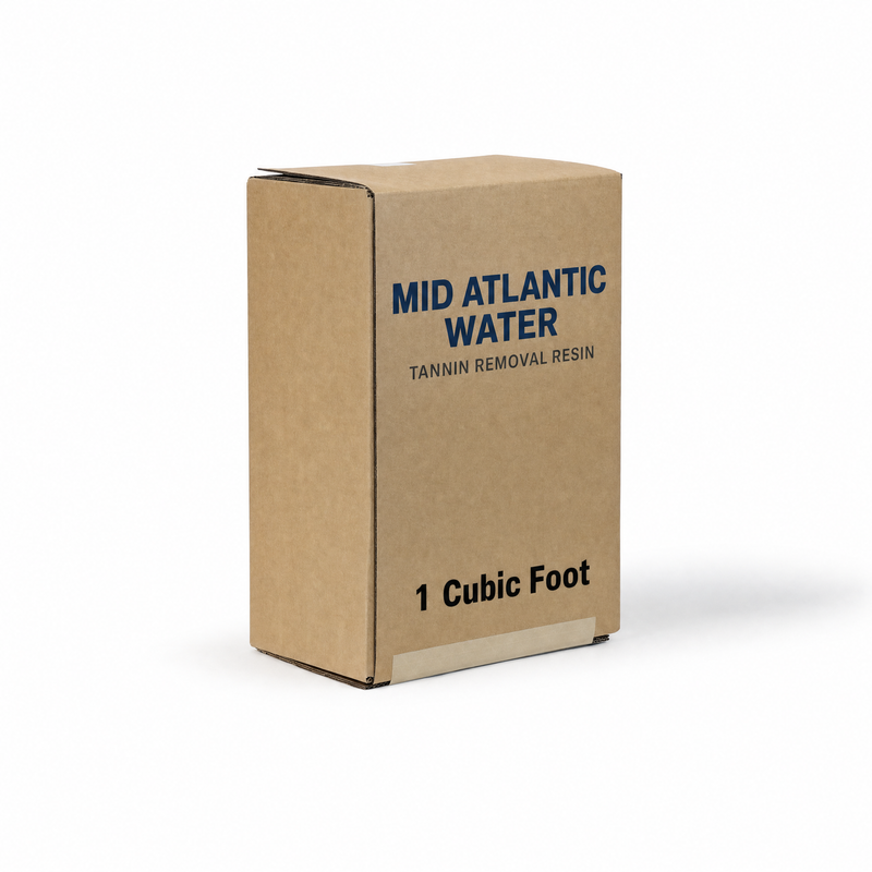 Tannin removal resin from Mid Atlantic Water: 1 cubic foot box of Purolite A850 tannin-selective polyacrylic gel strong base anion exchange resin for rebedding whole house tannin filter systems
