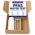 PFAS water test kit box with EPA 537.1 certified lab sample bottles