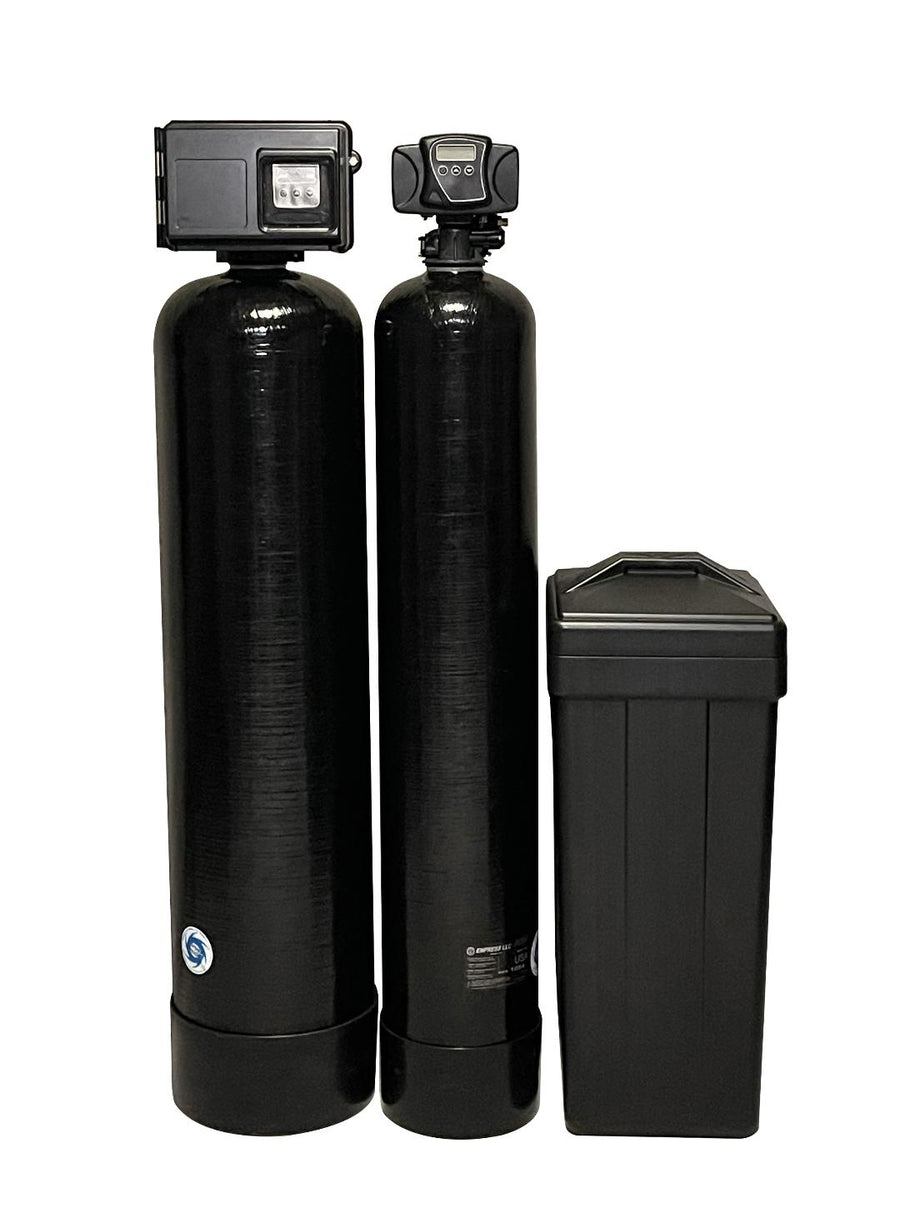 Iron filter and water softener system package for well water