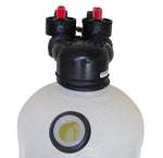 Top of the tank: Clack C1190 valve and the side fill port