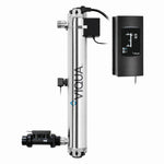 Viqua PRO20 UV disinfection system, NSF/ANSI 55 Class A certified, 31 inch 316L stainless steel chamber with UV intensity sensor and integrated flow meter, PRO series controller with real-time UV dose display, 20 GPM at the certified 40 mJ/cm2 dose, sold by Mid Atlantic Water