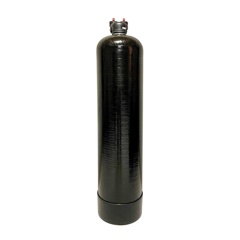 Whole house non-backwashing arsenic removal system: 12 inch black Vortech mineral tank with Clack C1190 in/out service head and 2 cubic feet of arsenic-selective ion exchange resin, no salt, no drain, no electricity, sold by Mid Atlantic Water