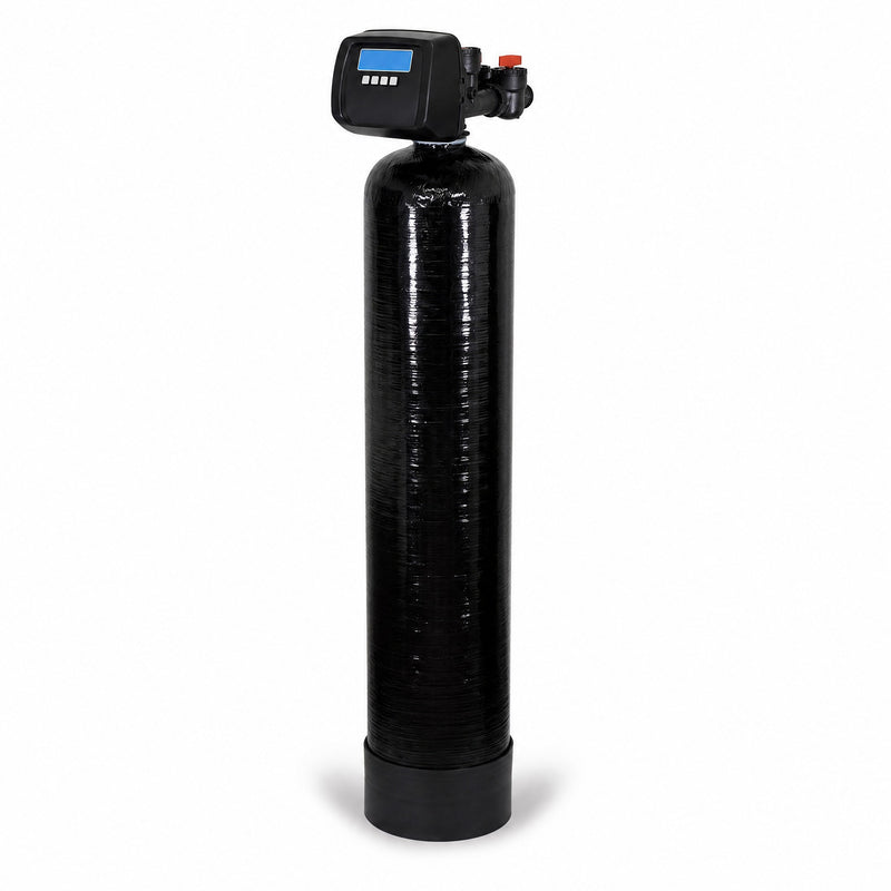 Whole house arsenic removal system, 10 inch by 54 inch mineral tank with 1.5 cubic feet of WQA Gold Seal arsenic-selective ion exchange resin and 1 inch metered control valve, 6 GPM service flow, sold by Mid Atlantic Water