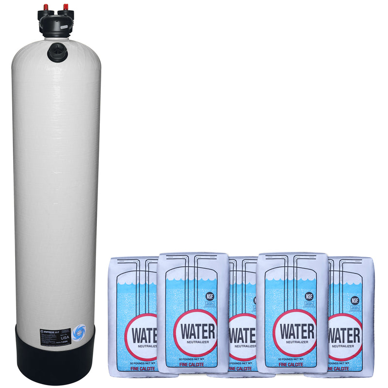 2.5 Cubic Foot Upflow Vortech Tank Acid Neutralizer With Clack Head And Five Bags Of Calcite